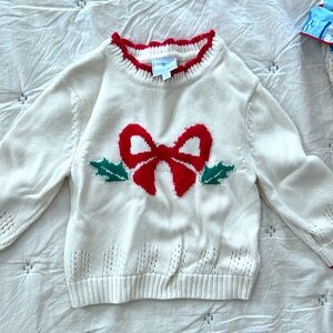 Little English red bow girls sweater size 2t